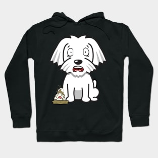 Funny white dog steps on a dirty diaper Hoodie